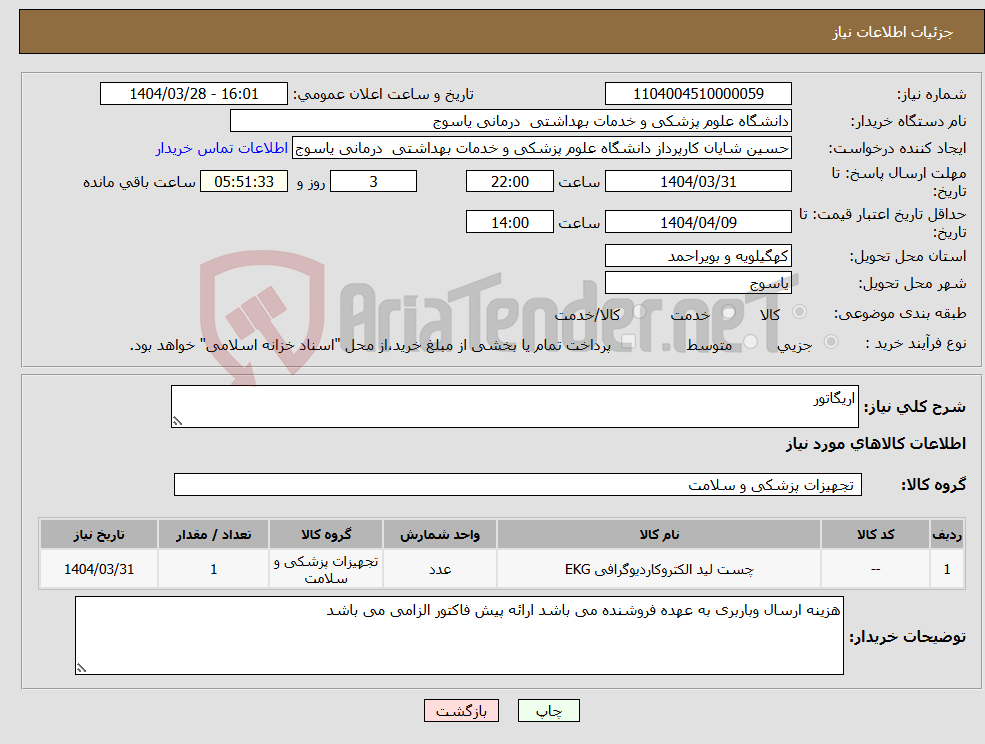 تصویر کوچک آگهی نیاز انتخاب تامین کننده-اریگاتور 