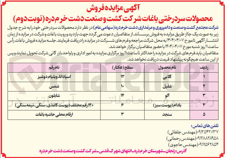 تصویر کوچک آگهی فروش محصولات سردرختی (گلابی - شلیل - آلو - بادام (پوست سبز) - سنجد)