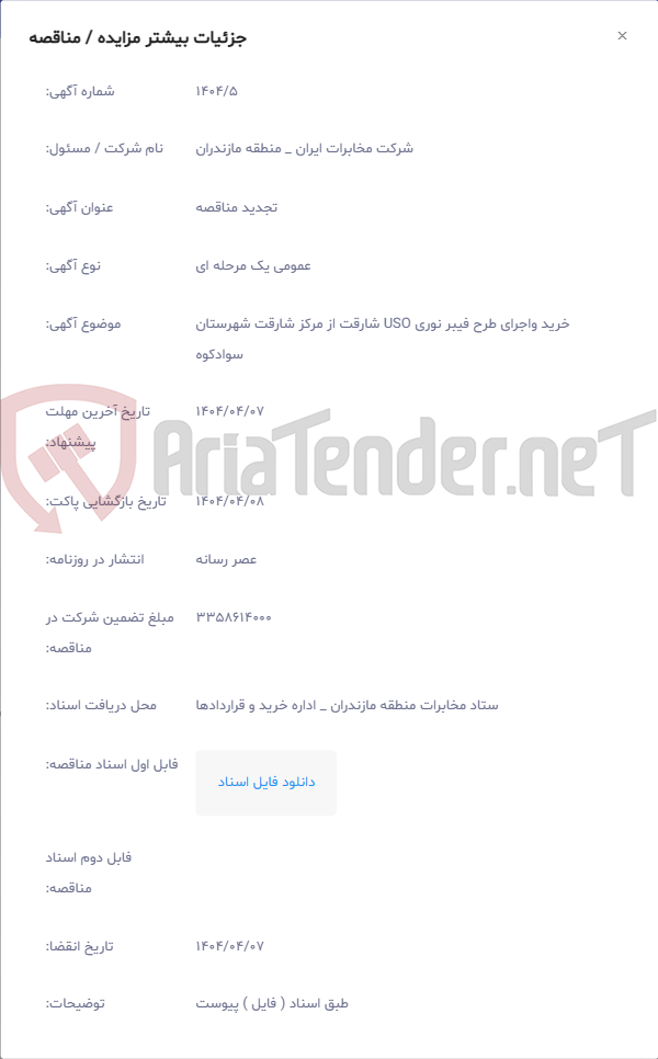 تصویر کوچک آگهی خرید واجرای طرح فیبر نوری USO شارقت از مرکز شارقت شهرستان سوادکوه