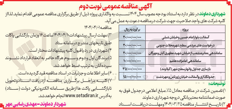 تصویر کوچک آگهی پروژه ساماندهی معابر منشعب