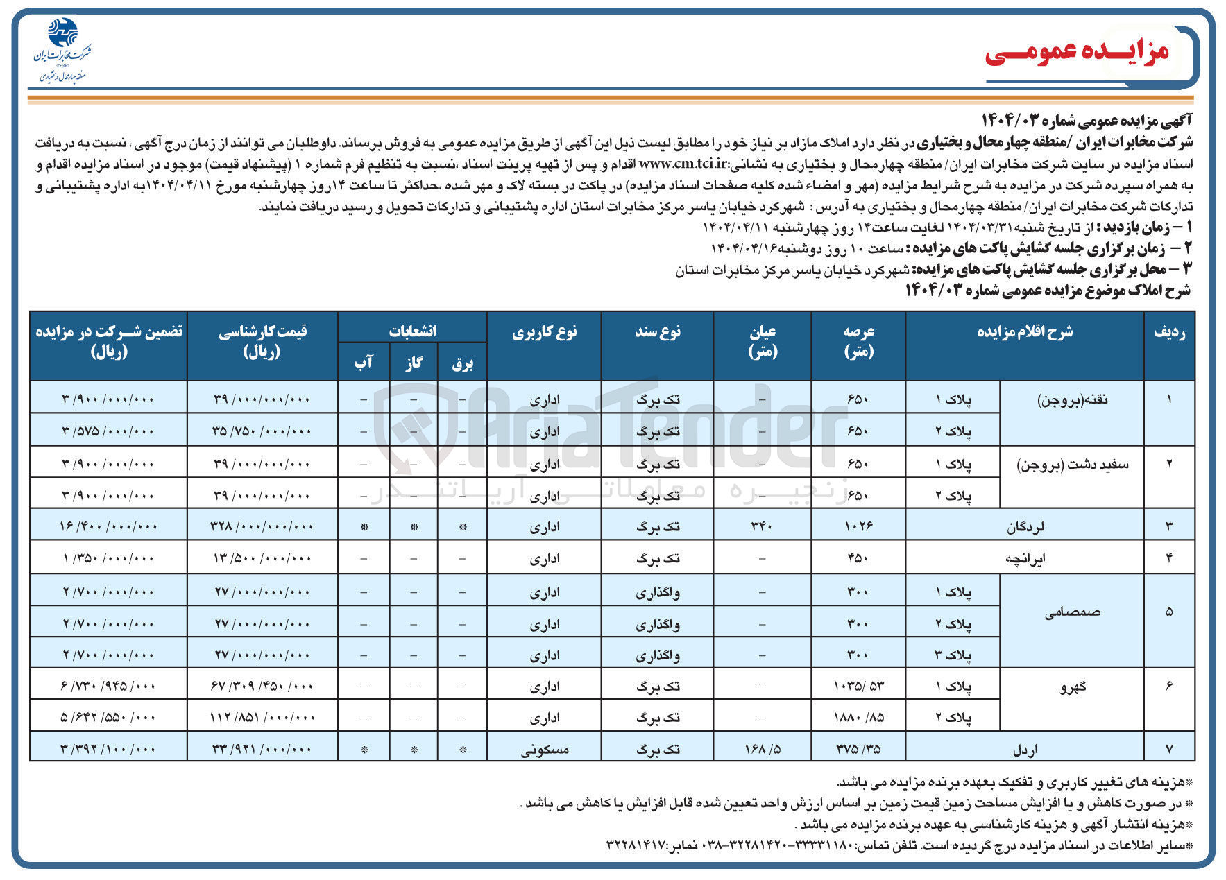 تصویر کوچک آگهی مزایده املاک مازاد