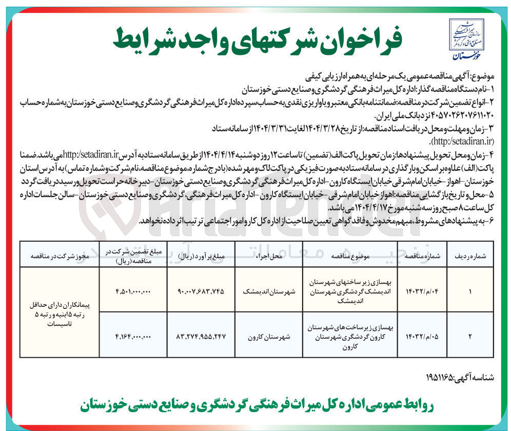 تصویر کوچک آگهی بهسازی زیرساختها