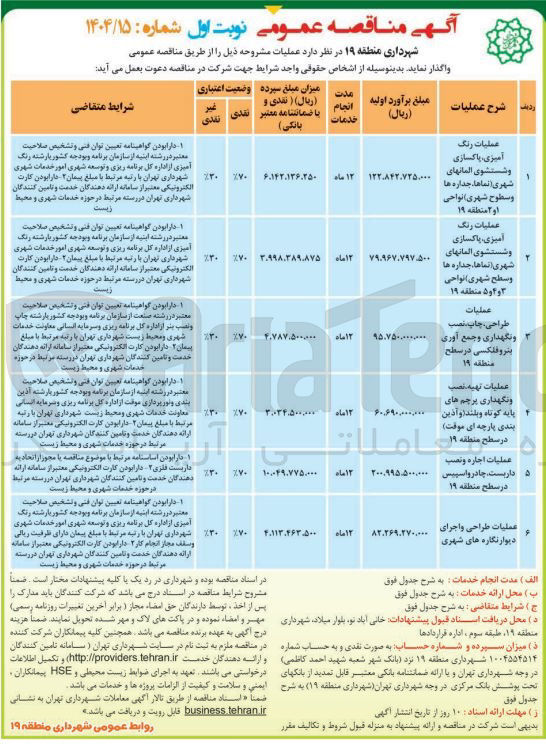 تصویر کوچک آگهی عملیات تهیه، نصب و نگهداری پرچم های پایه کوتاه و بلند (و آذین بندی پارچه ای موقت)