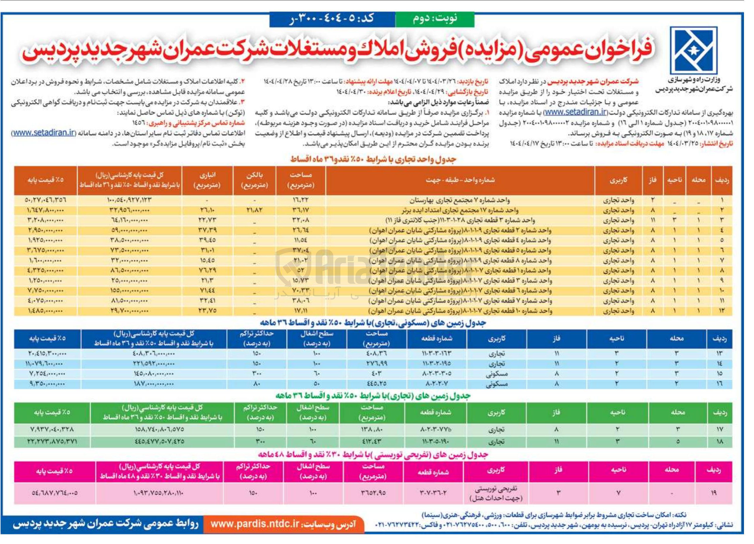 تصویر کوچک آگهی فروش املاک و مستغلات در 19 ردیف با کاربری تجاری - زمین های مسکونی و تجاری - زمین تجاری - زمین های تفریحی توریستی