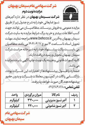 تصویر کوچک آگهی فروش 340٬000 کیلوگرم آجر نسوز منیزیتی و 220٬000 کیلوگرم آجر نسوز شاموتی