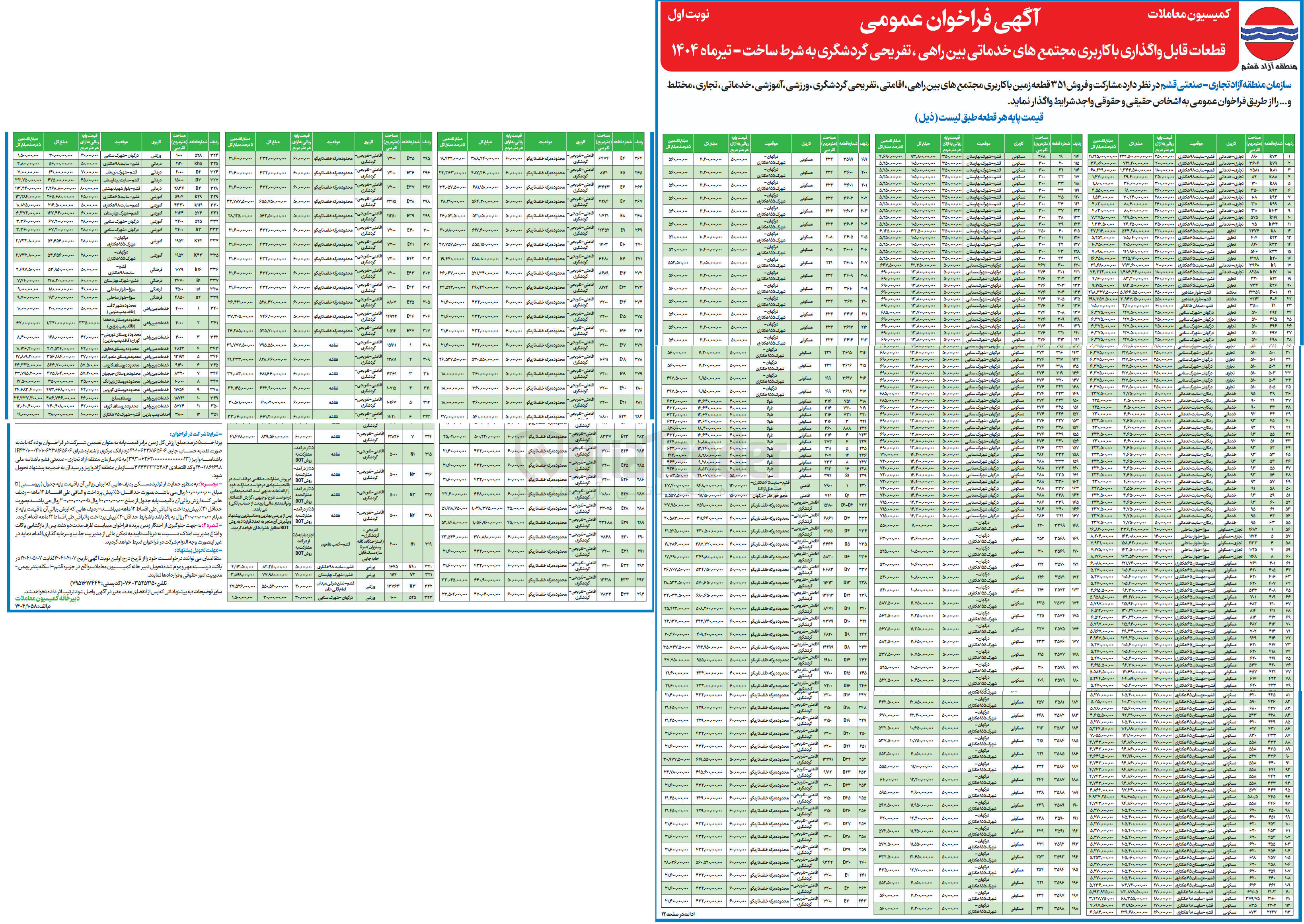 تصویر کوچک آگهی مشارکت و فروش ۳۵۱ قطعه زمین با کاربری مجتمع های بین راهی اقامتی ، تفریحی گردشگری ورزشی آموزشی ، خدماتی ، تجاری ، مختلط و...