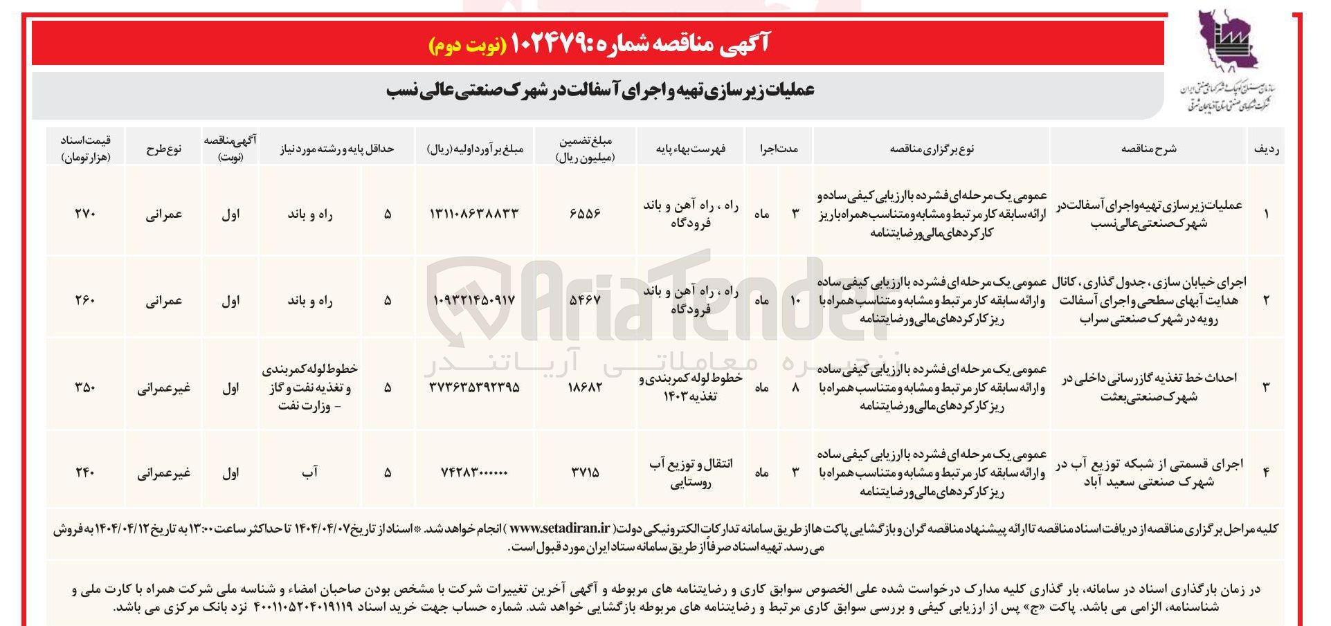 تصویر کوچک آگهی اجرای خیابان سازی ، جدول گذاری کانال هدایت آبهای سطحی و اجرای آسفالت رویه 