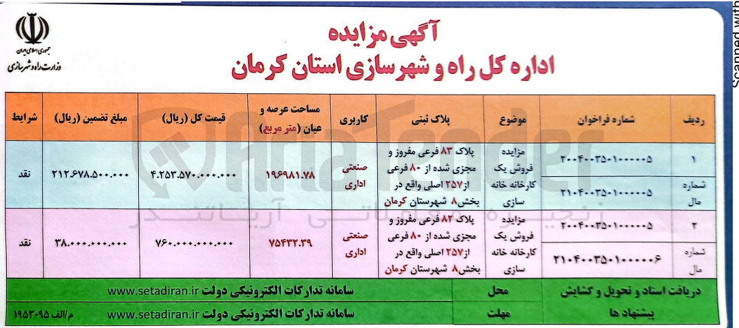 تصویر کوچک آگهی فروش دو کارخانه خانه سازی با کاربری صنعتی اداری