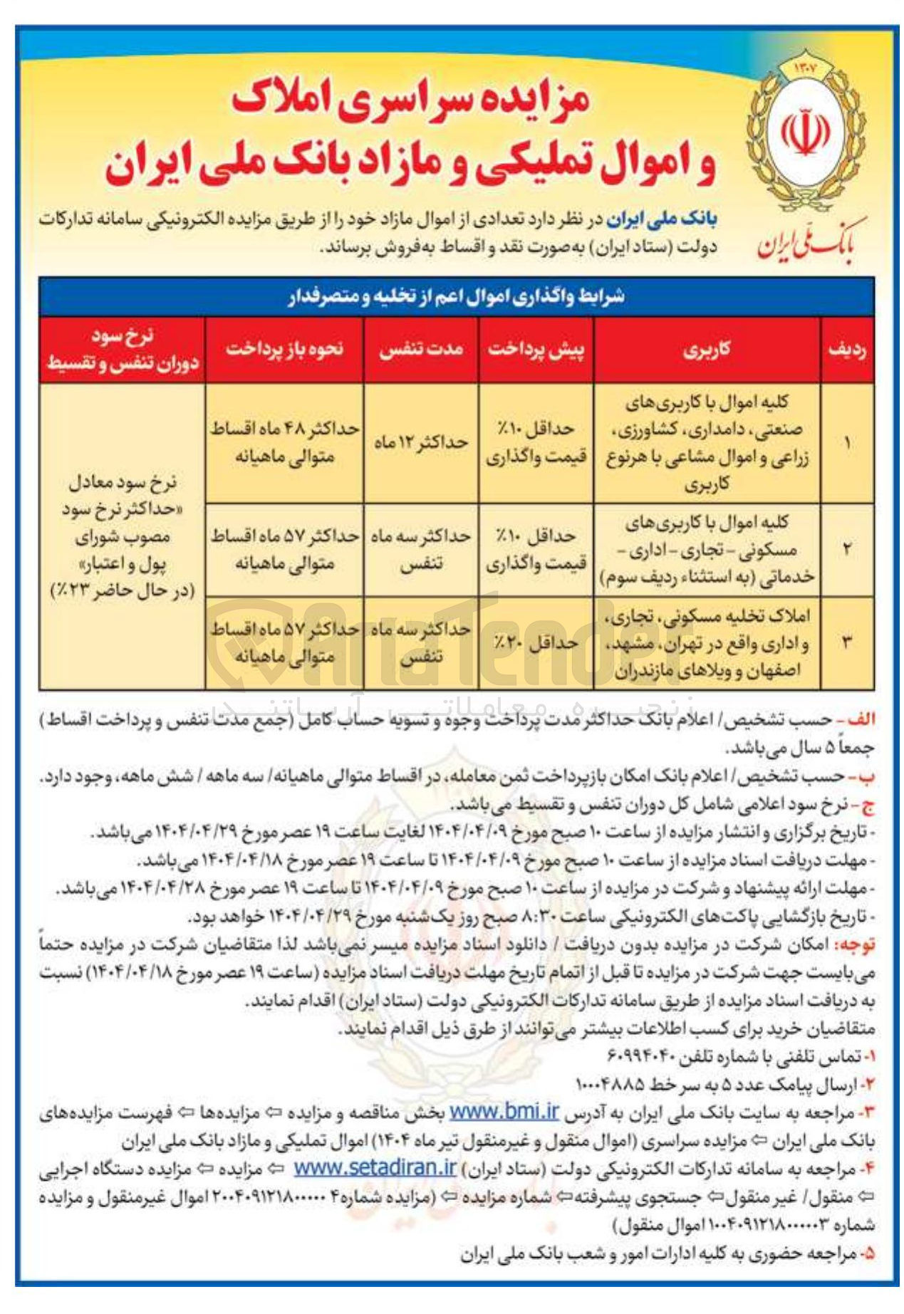 تصویر کوچک آگهی  تعدادی از اموال مازاد 