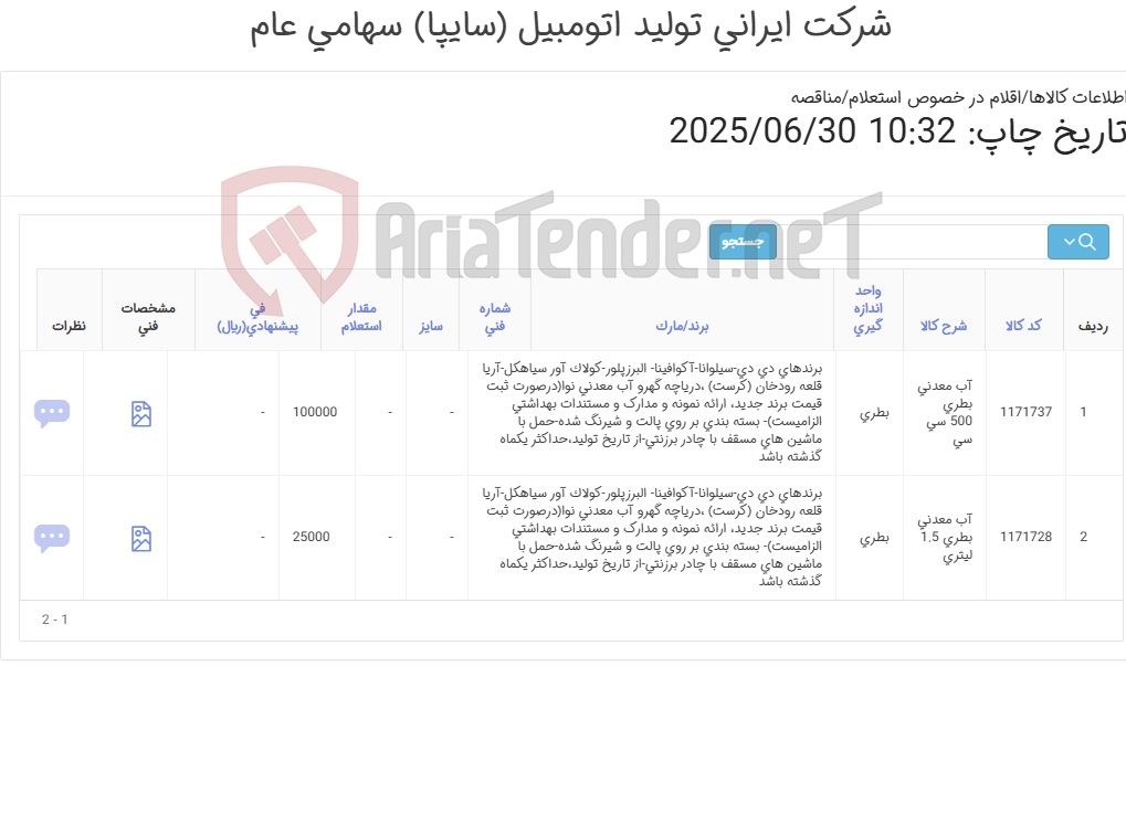 تصویر کوچک آگهی آب ‎معدنی‏ ‎بطری
