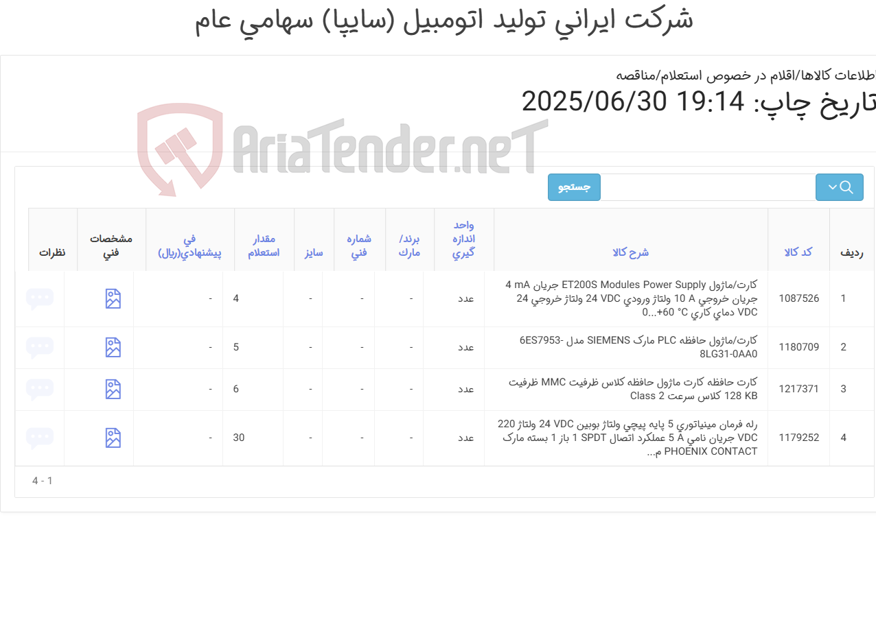 تصویر کوچک آگهی کارت ماژول و رله فرمان طبق مشخصات فنی پیوست