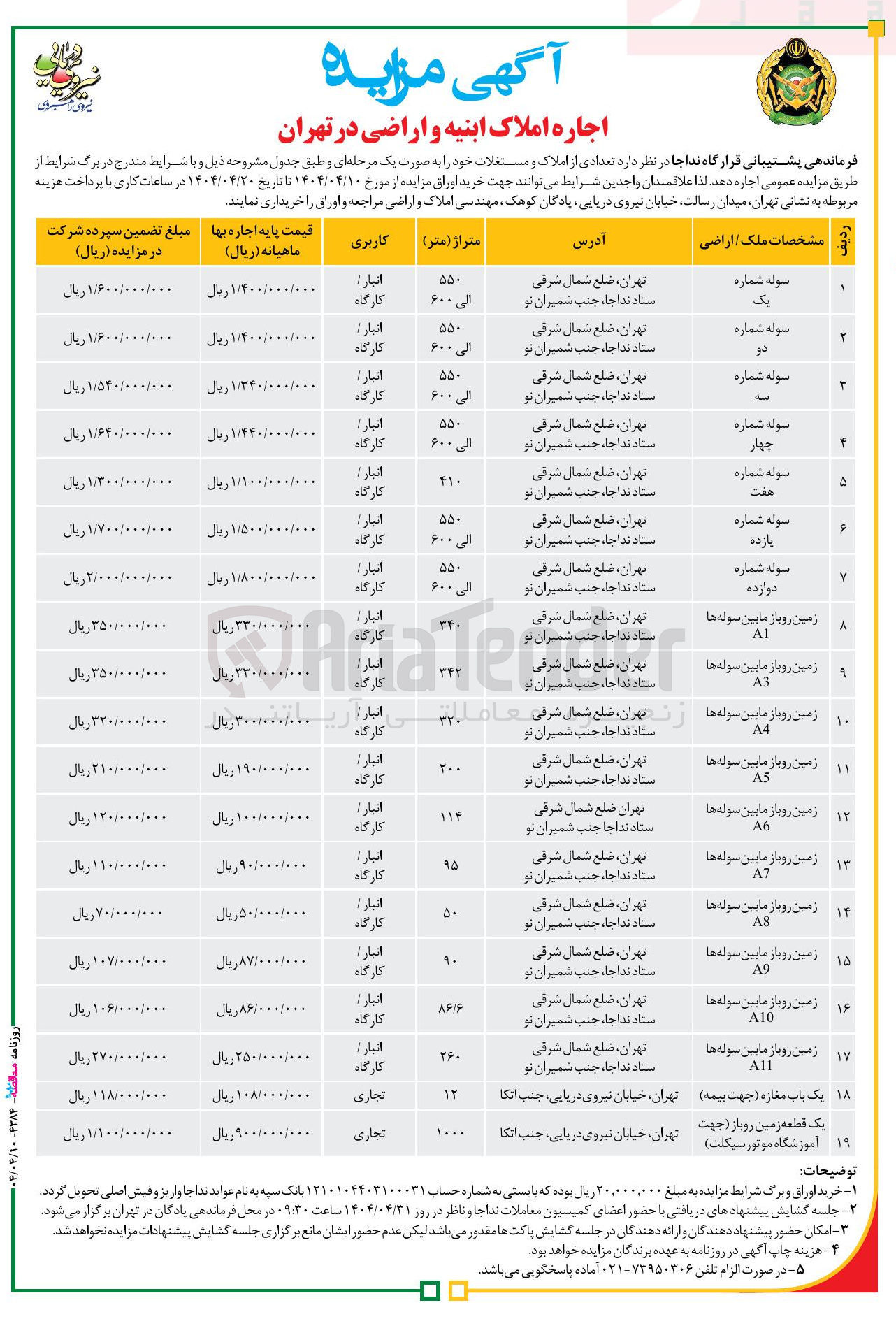 تصویر کوچک آگهی  تعدادی از املاک و مستغلات