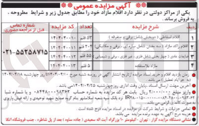 تصویر کوچک آگهی فروش 5 قلم مازاد بلااستفاده