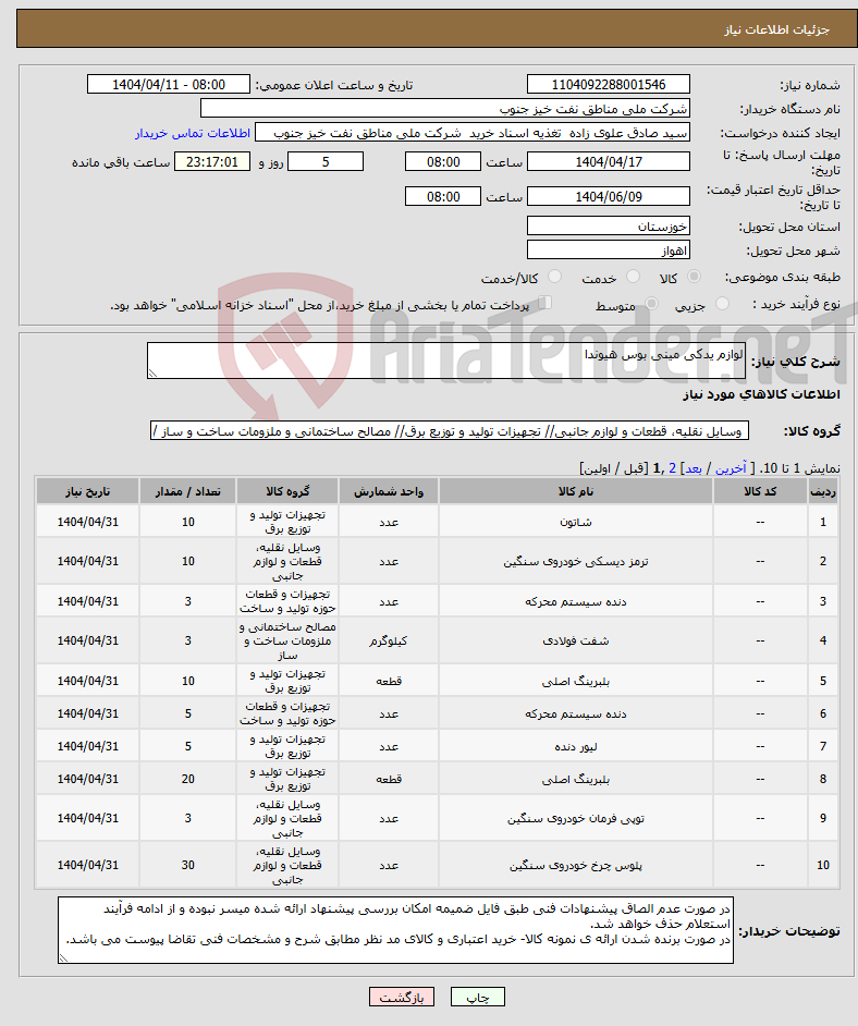 تصویر کوچک آگهی نیاز انتخاب تامین کننده-لوازم یدکی مینی بوس هیوندا
