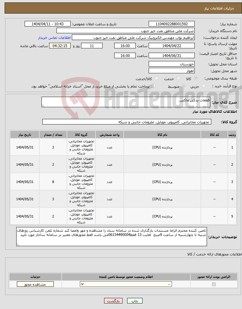 تصویر کوچک آگهی نیاز انتخاب تامین کننده-قطعات یدکی ماکس