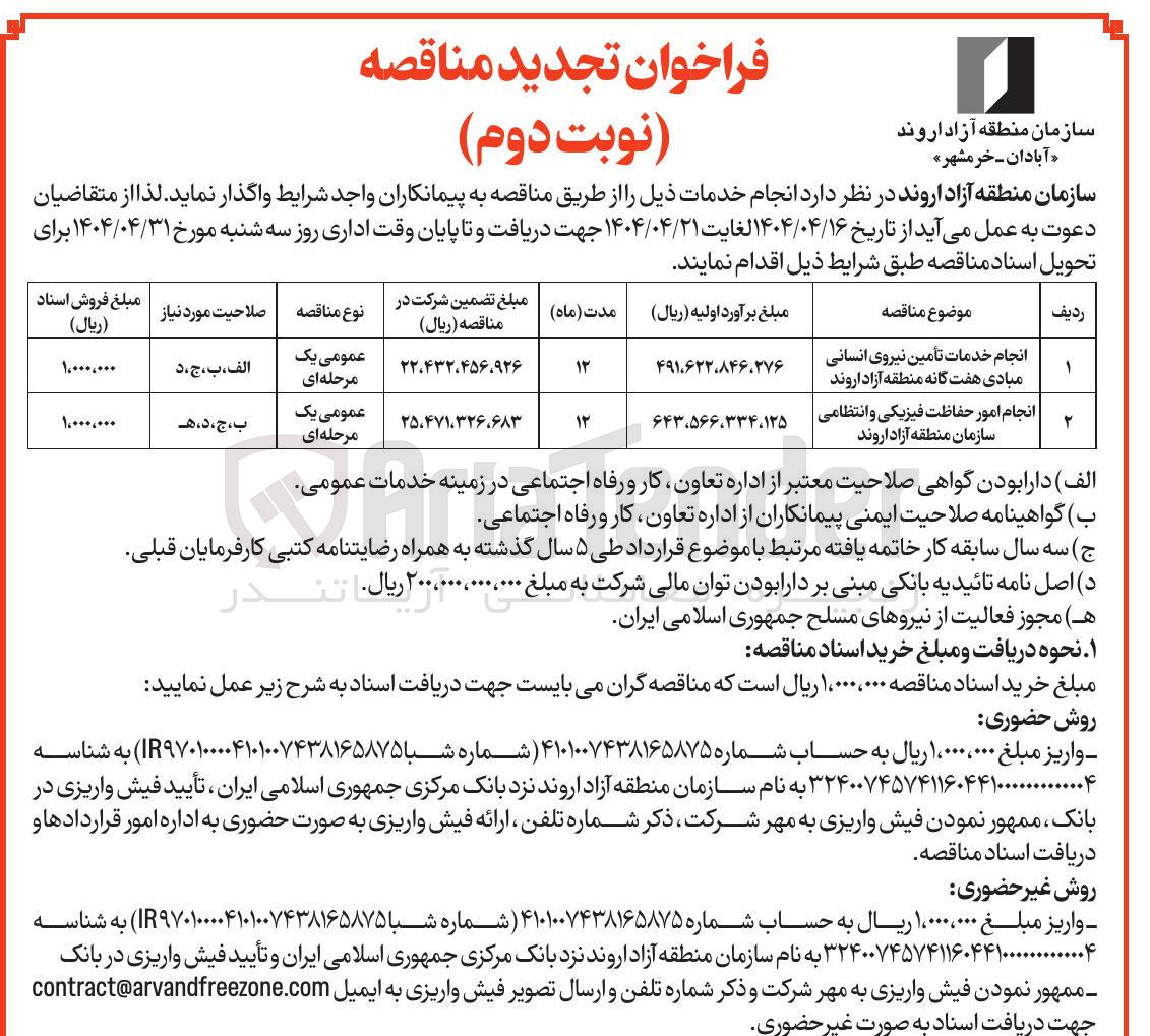 تصویر کوچک آگهی انجام خدمات تأمین نیروی انسانی 