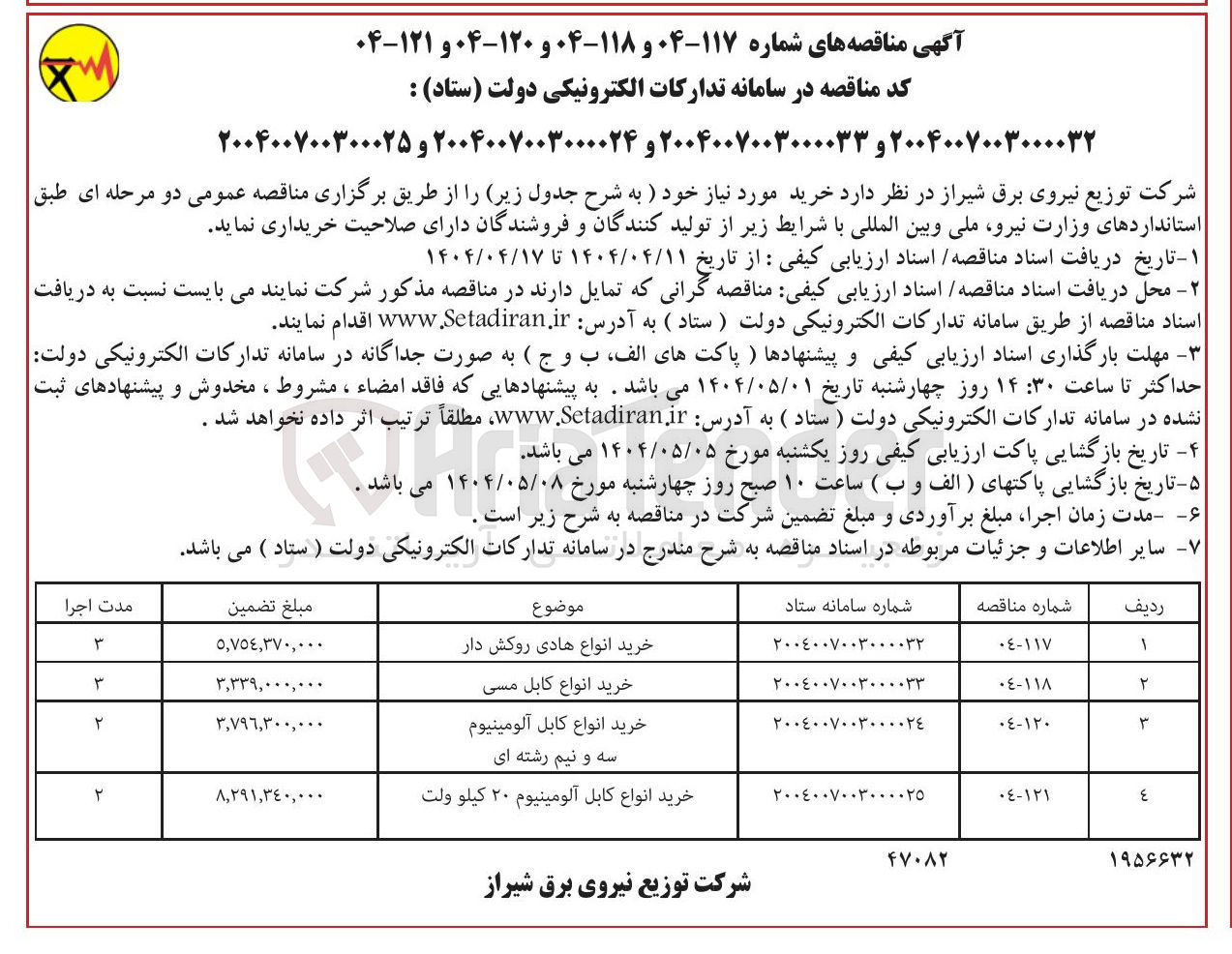 تصویر کوچک آگهی خرید انواع کابل آلومینیوم ۲۰ کیلو ولت