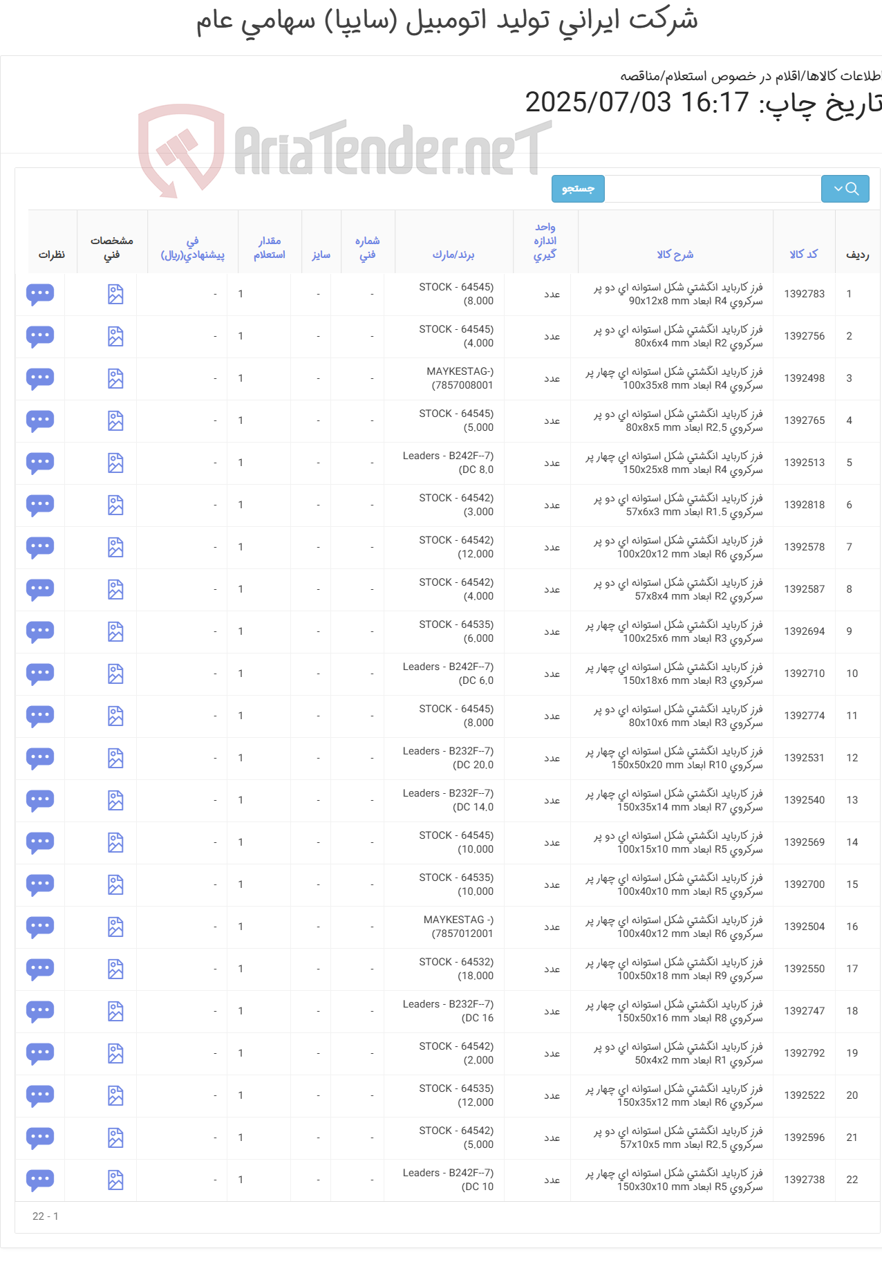 تصویر کوچک آگهی فرز ‎کارباید‏ (ارائه مستندات مربوط به سفارش گذاری در سایت خارجی تأمین کننده اصلی و یا در صورت موجود بودن کالا ارائه گواهی مبدأ الزامی می باشد.)