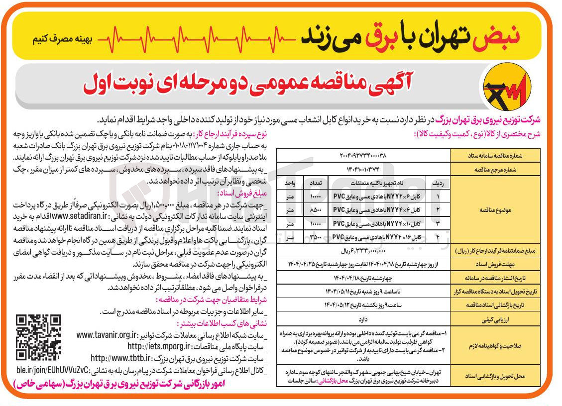 تصویر کوچک آگهی کابل N۷۷۴۶ با هادی مسی و عایق PVC 
