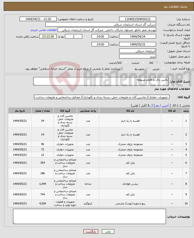 تصویر کوچک آگهی نیاز انتخاب تامین کننده-باکس راک با اقلام مربوطه