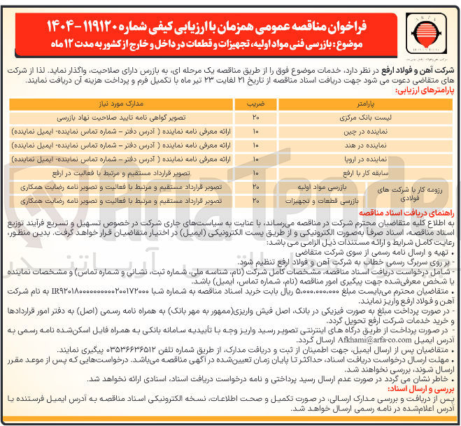 تصویر کوچک آگهی بازرسی فنی مواد اولیه تجهیزات و قطعات در داخل و خارج از کشور 