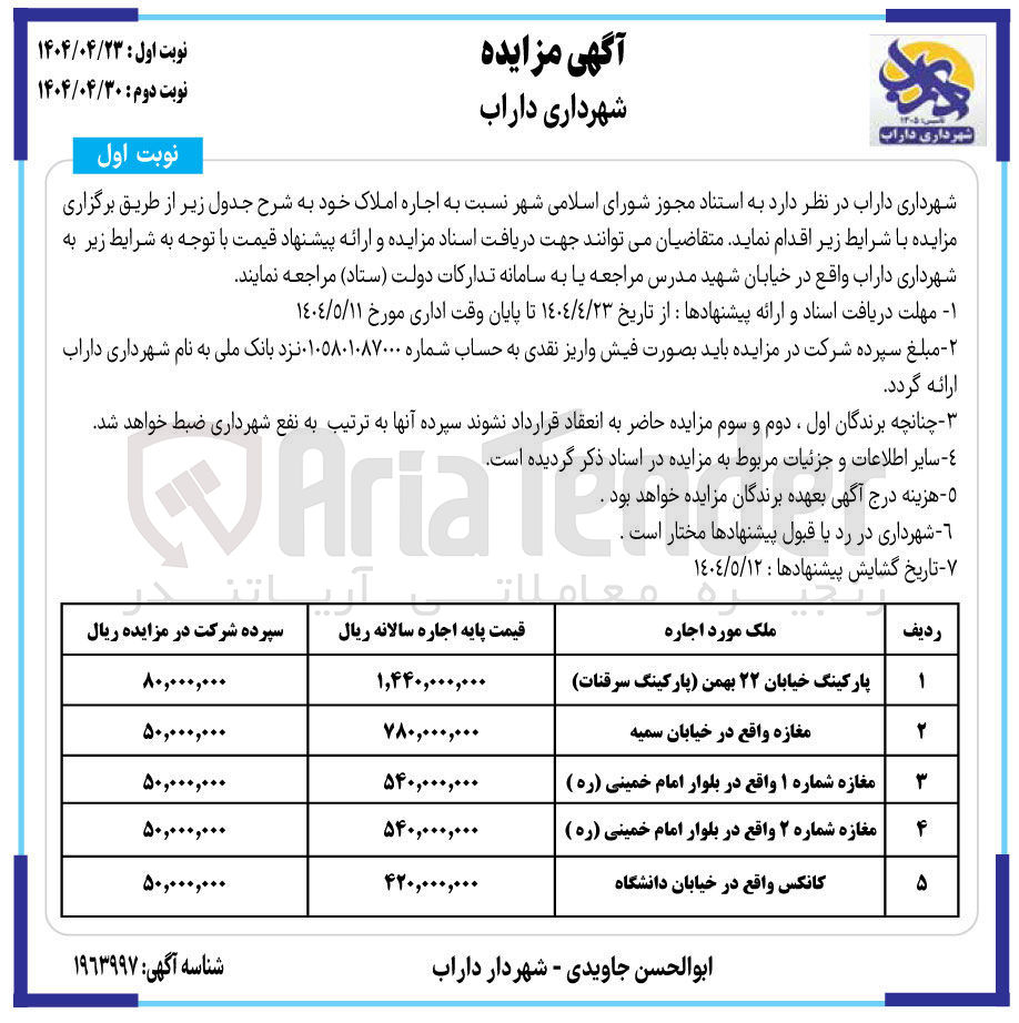 تصویر کوچک آگهی اجاره املاک در 5 ردیف با کاربری تجاری - پارکینگ