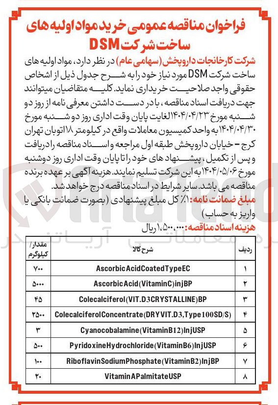 تصویر کوچک آگهی ) Type100SD/S , DRYVIT.D3 ( Concentrate Colecalciferol 
