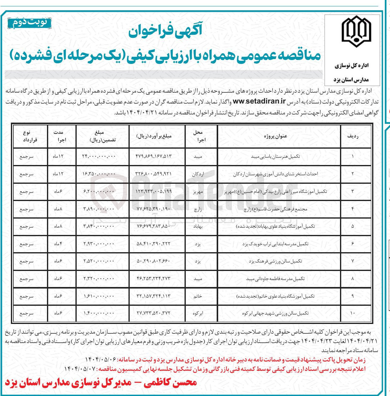 تصویر کوچک آگهی تکمیل آموزشگاه