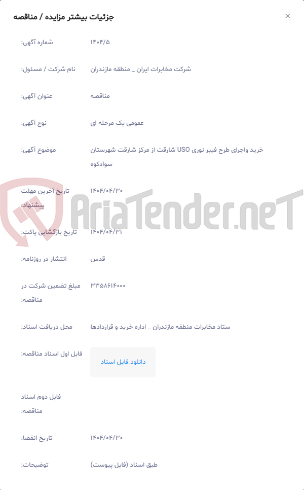 تصویر کوچک آگهی خرید واجرای طرح فیبر نوری USO شارقت از مرکز شارقت شهرستان سوادکوه