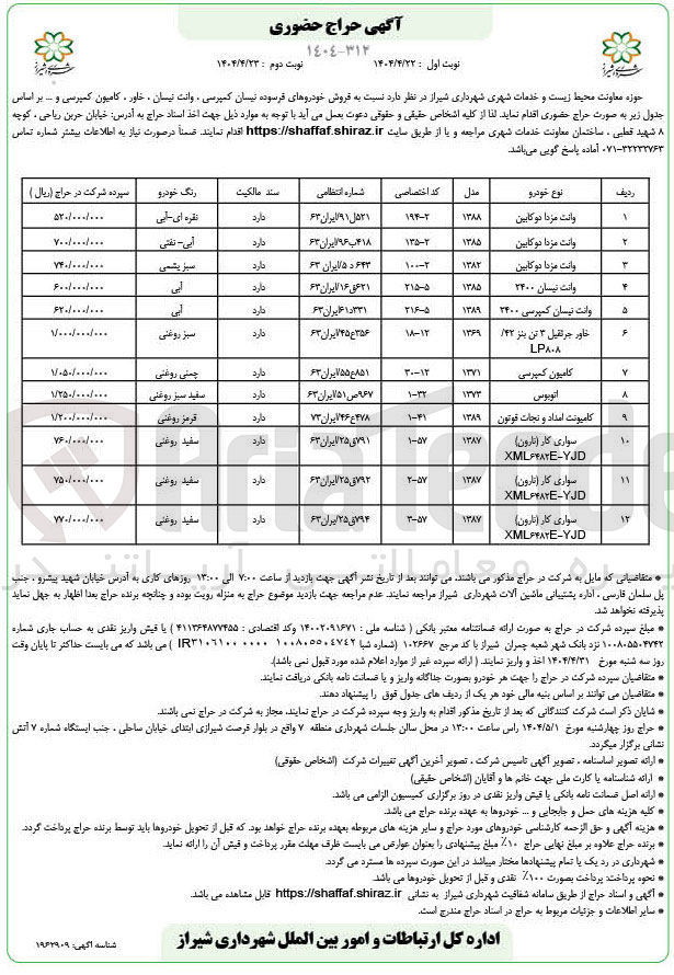 تصویر کوچک آگهی فروش خودروهای فرسوده نیسان کمپرسی ، وانت نیسان ، خاور ، کامیون کمپرسی و .... در 12 ردیف