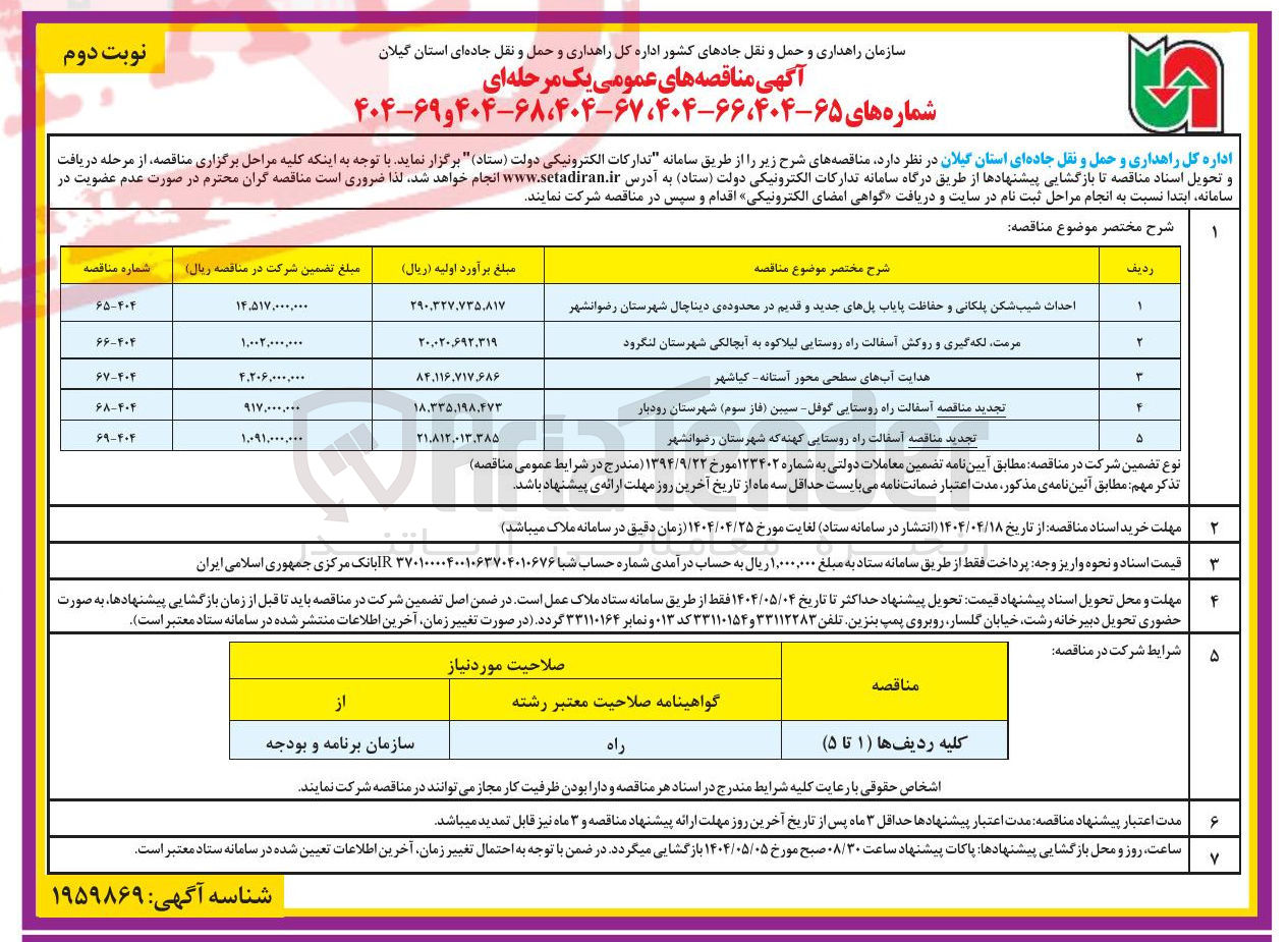 تصویر کوچک آگهی مرمت لکه گیری و روکش آسفالت راه روستایی