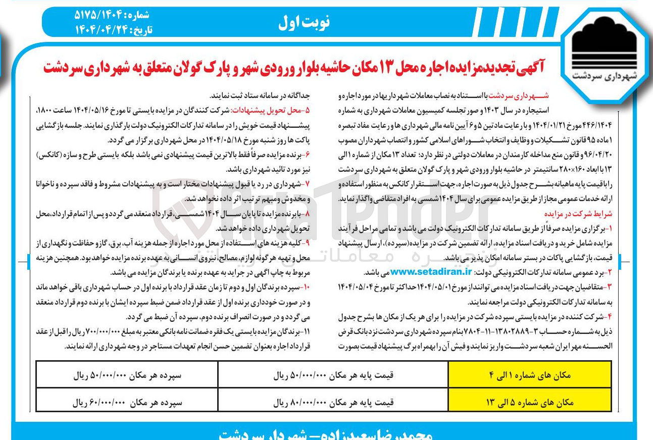 تصویر کوچک آگهی  اجاره محل ۱۳ مکان