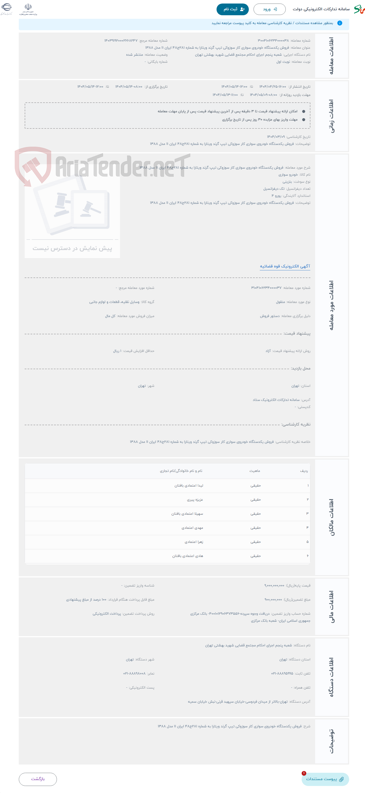 تصویر کوچک آگهی حراج فروش یکدستگاه خودروی سواری کار سوزوکی تیپ گرند ویتارا به شماره 281ج48 ایران 11 مدل 1388