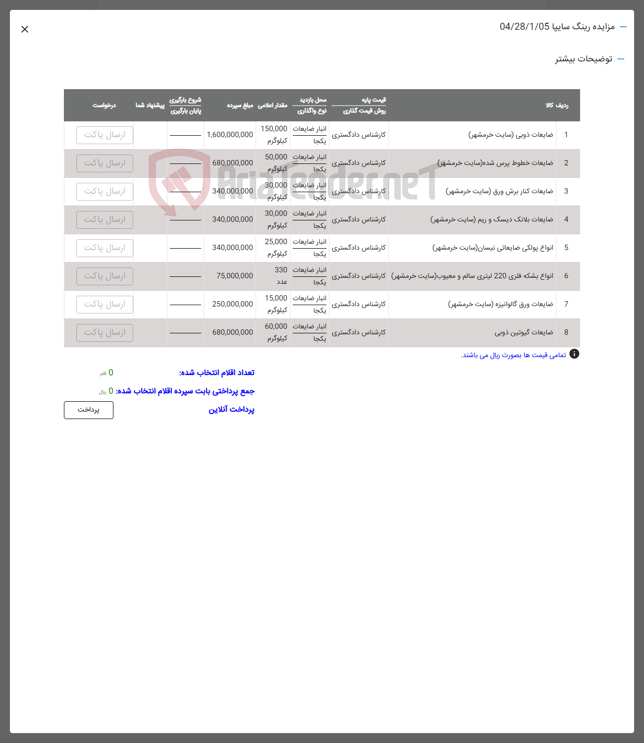 تصویر کوچک آگهی 2 ضایعات خطوط پرس شده سایت خرمشهر ) 

