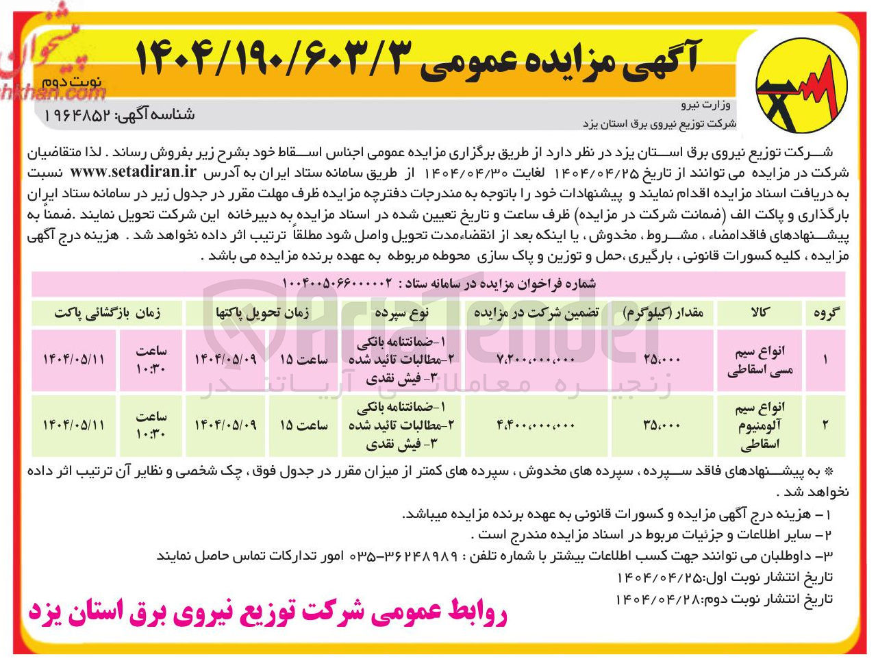 تصویر کوچک آگهی انواع سیم آلومنیوم اسقاطی 
