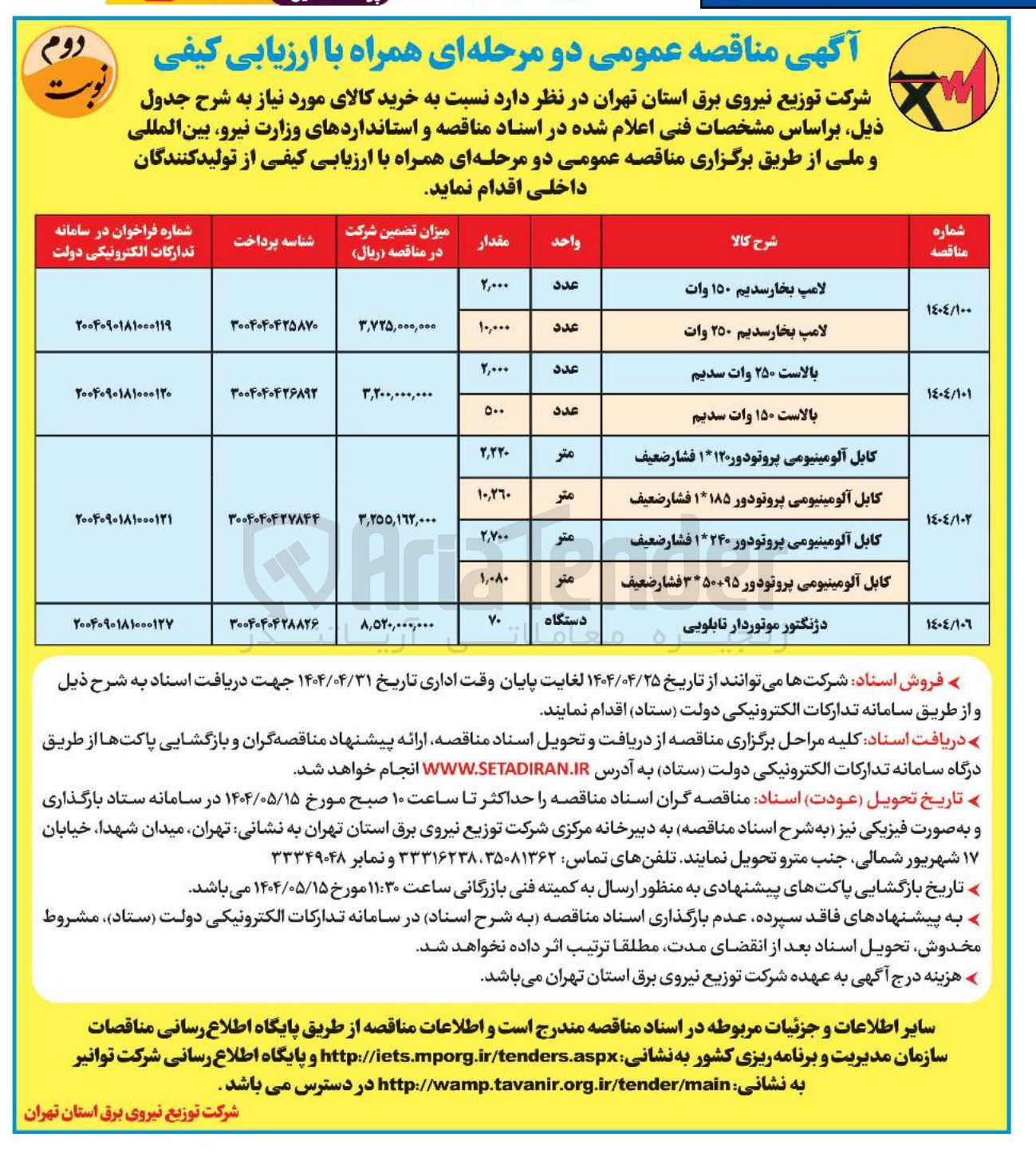 تصویر کوچک آگهی تامین دژنگتور موتوردار تابلویی