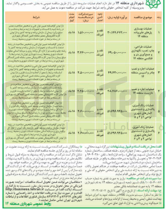 تصویر کوچک آگهی عملیات اجاره و نصب داریست منطقه ۱۴ 
