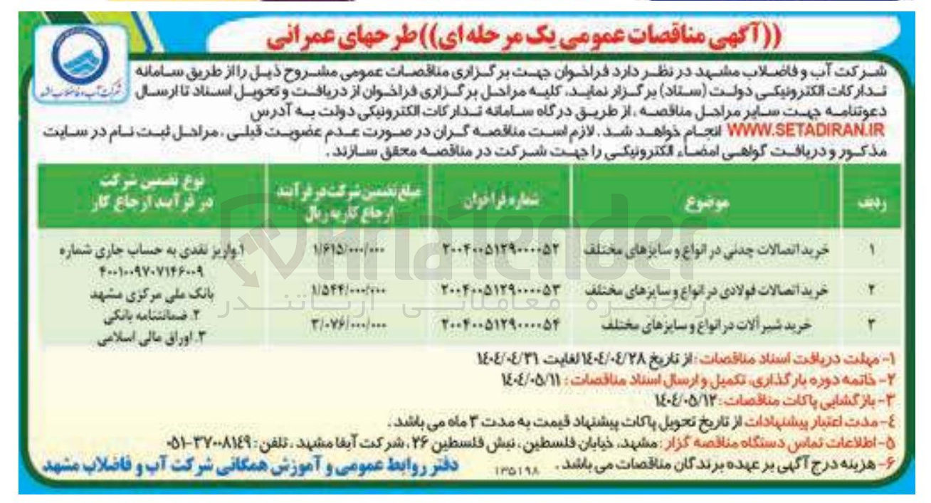 تصویر کوچک آگهی خرید شیر آلات در انواع و سایزهای مختلف
