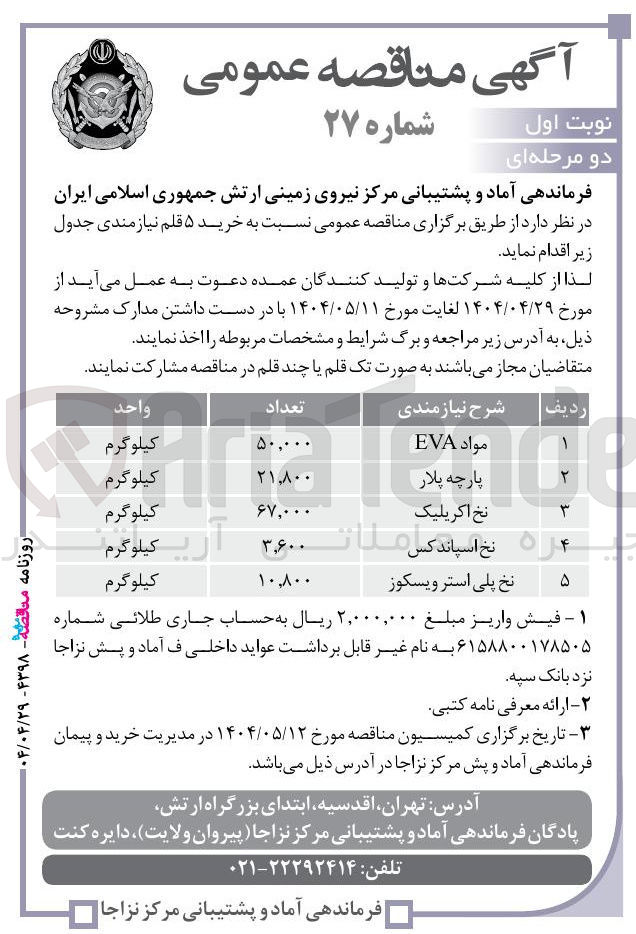 تصویر کوچک آگهی پارچه پلار 
