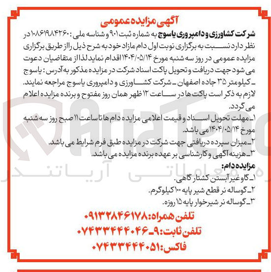 تصویر کوچک آگهی دام مازاد