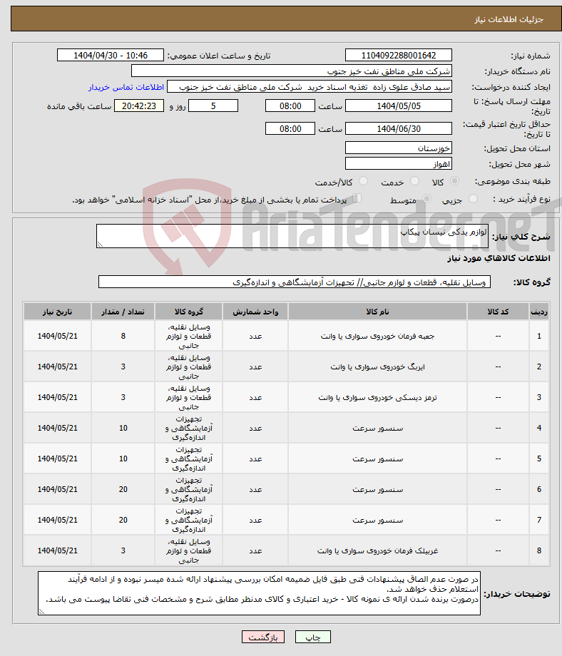 تصویر کوچک آگهی نیاز انتخاب تامین کننده-لوازم یدکی نیسان پیکاپ