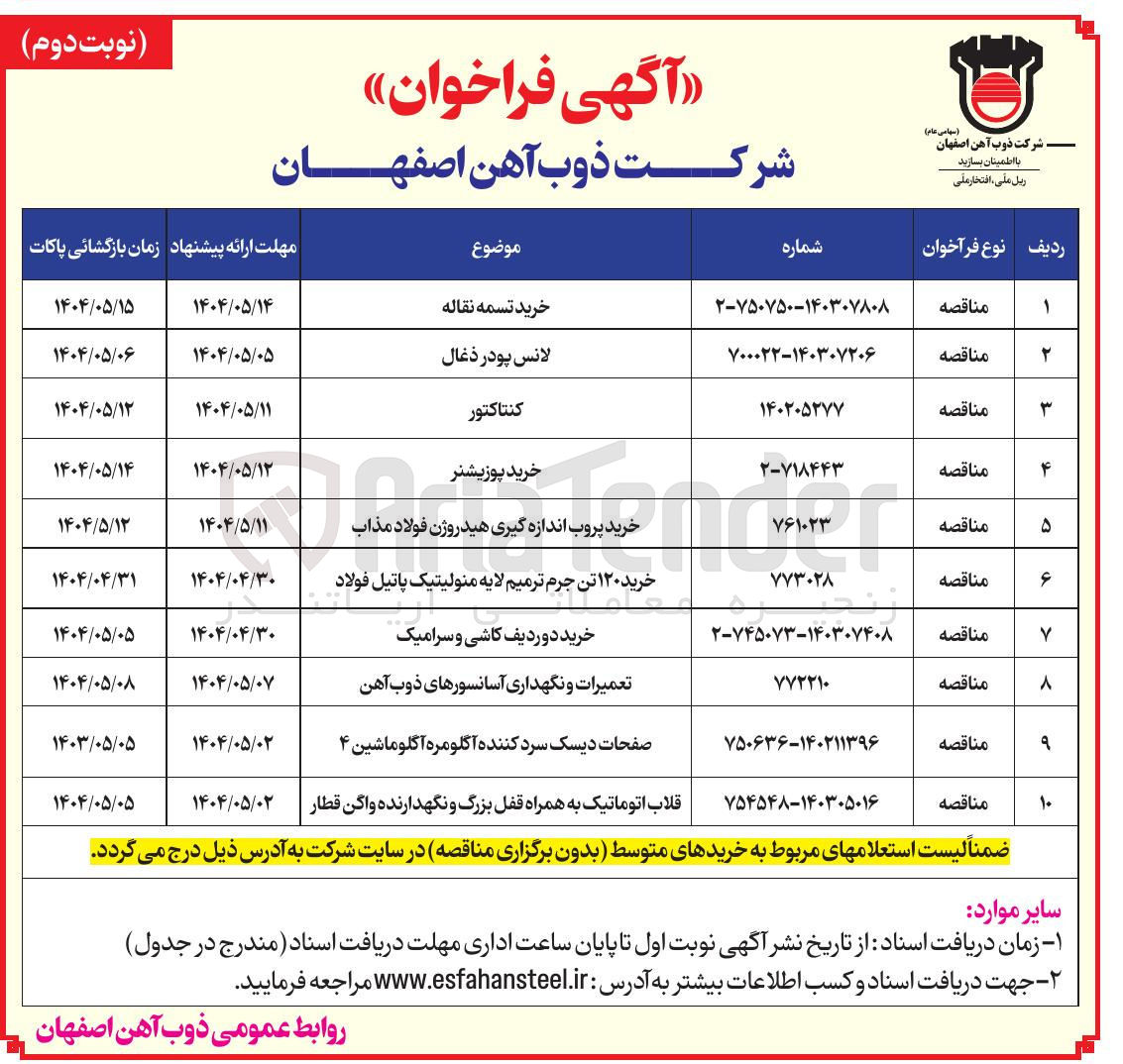 تصویر کوچک آگهی تامین لانس پودر ذغال