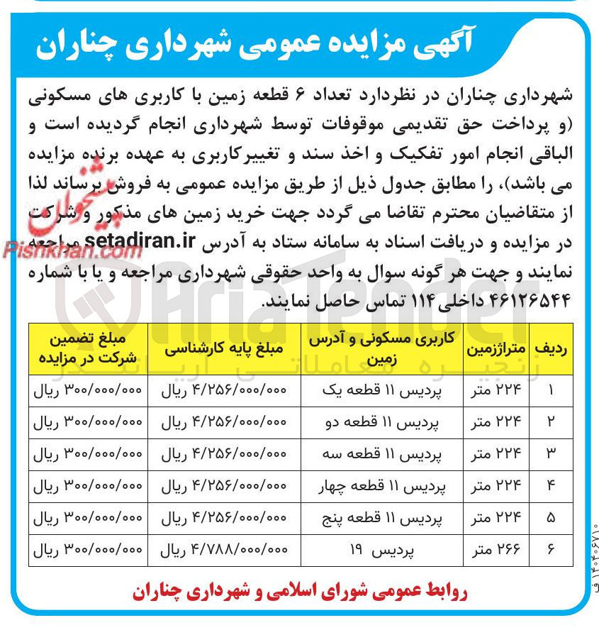 تصویر کوچک آگهی فروش تعداد ۶ قطعه زمین با کاربری های مسکونی