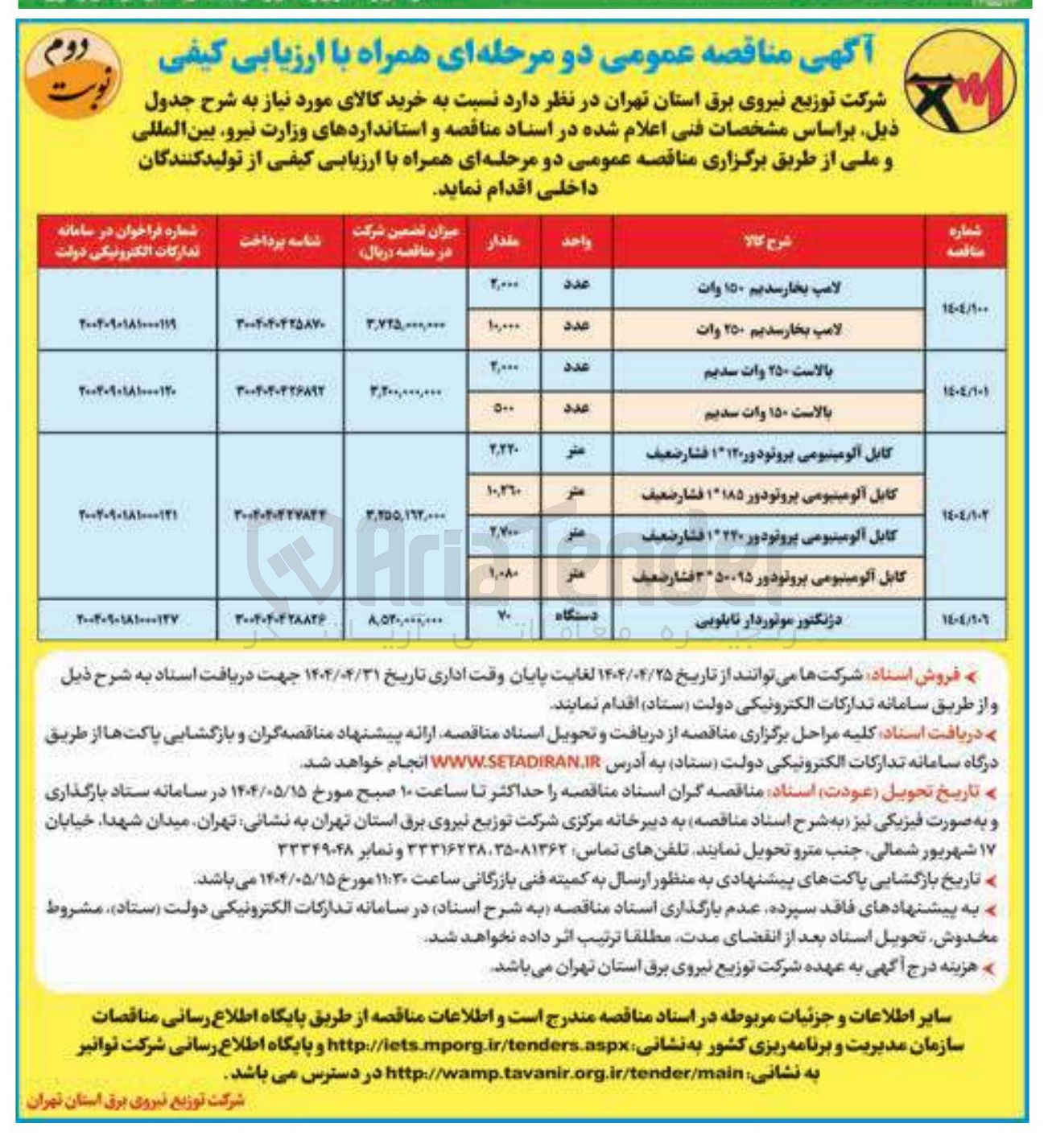 تصویر کوچک آگهی کابل آلومینیومی پروتو دور ۱۰۱۸۵ فشار ضعیف 
