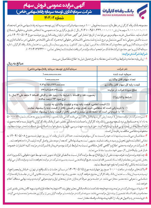 تصویر کوچک آگهی فروش ۱۰۰ درصد سهام