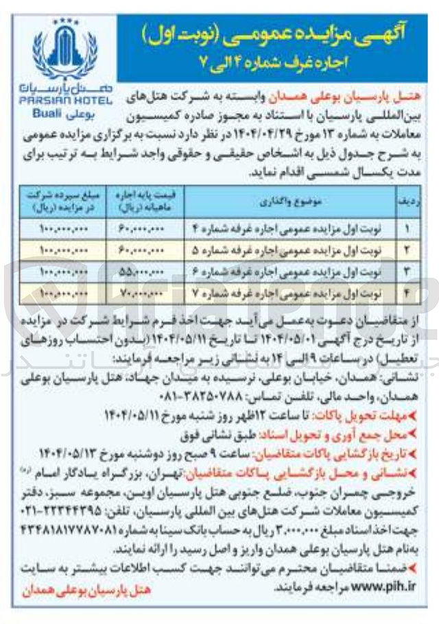 تصویر کوچک آگهی اجاره غرفه های شماره 4 و 5 و 6 و 7 