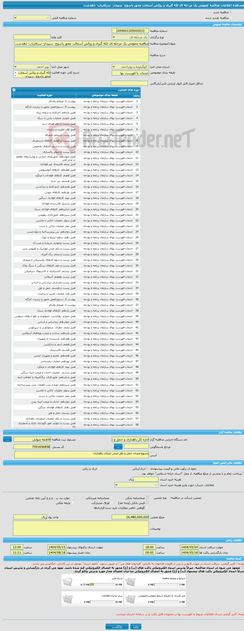تصویر کوچک آگهی مناقصه عمومی یک مرحله ای لکه گیری و روکش آسفالت محور یاسوج- سپیدار- سرفاریاب- دهدشت