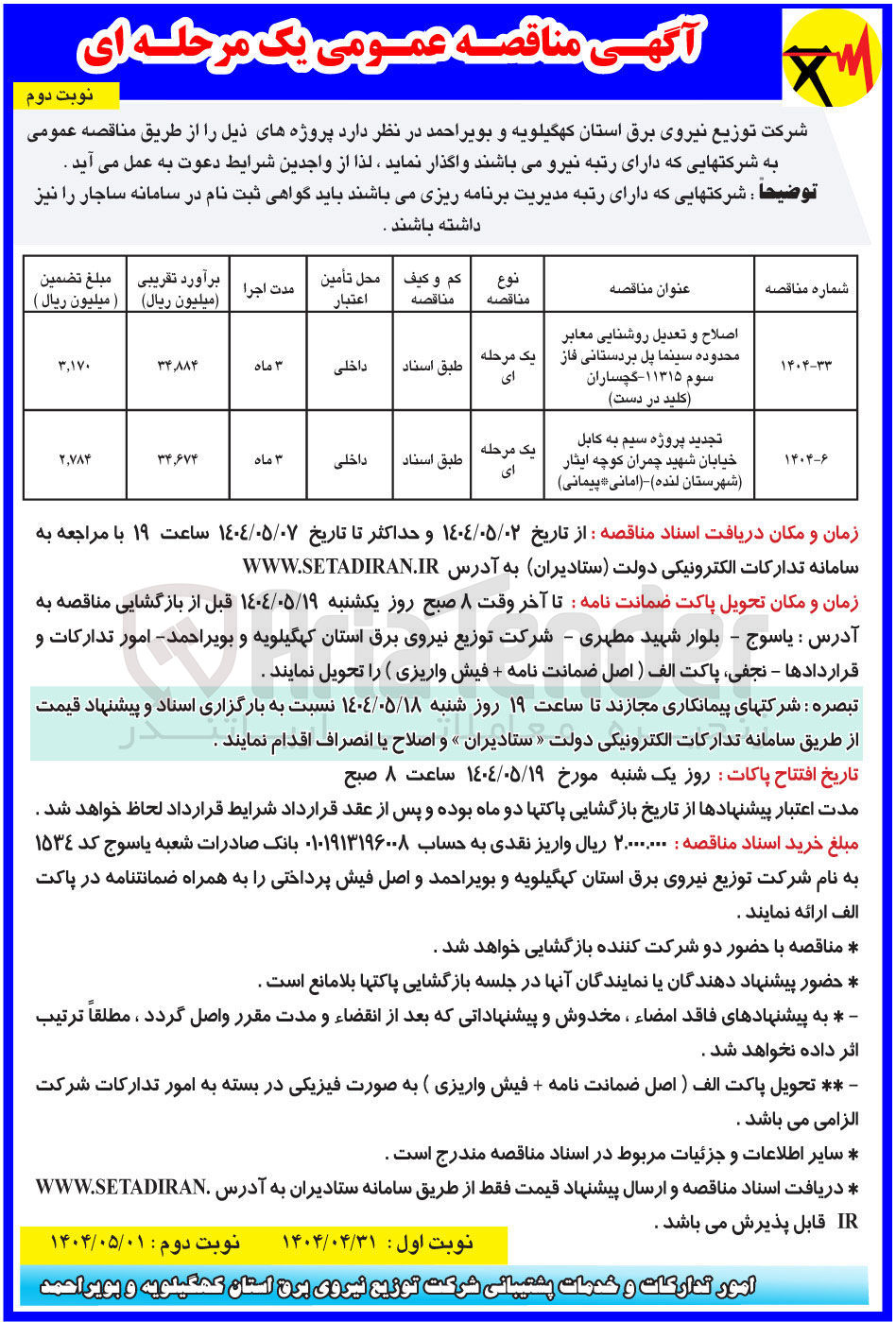 تصویر کوچک آگهی اصلاح و تعدیل روشنایی معابر