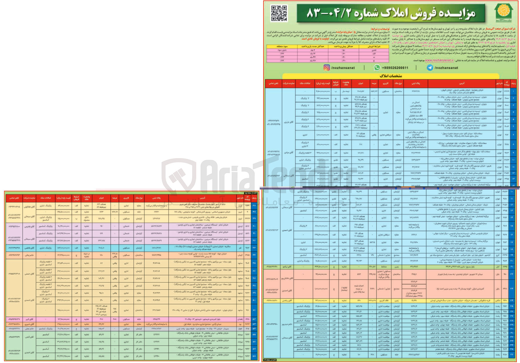 تصویر کوچک آگهی فروش املاک در شهرهای تهران - کرج - بابل - آمل - رشت - تنکابن - تبریز - اردبیل - قم - کرمان - مشهد - زاهدان - یزد - اهواز - بیرجند و با کاربری اداری - تجاری - مسکونی - خدماتی در 58 ردیف