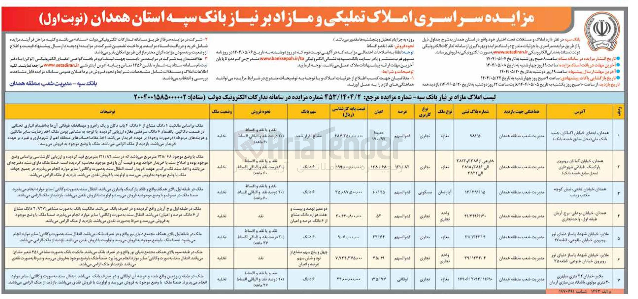 تصویر کوچک آگهی فروش املاک در 7 ردیف با کاربری تجاری - مسکونی